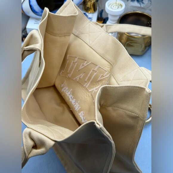 🆕 GANNI 🧿 NWOT Large Easy Shopper Tote Bag, Beige Canvas & Beige Embroidery - Picture 12 of 14